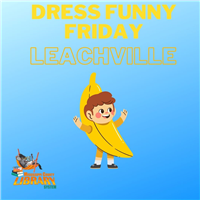 Dress Funny Friday Leachville Library Badge